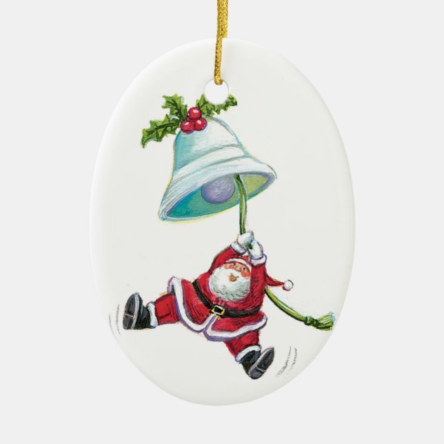 Santa Claus and Christmas Bell Ornament (Front)