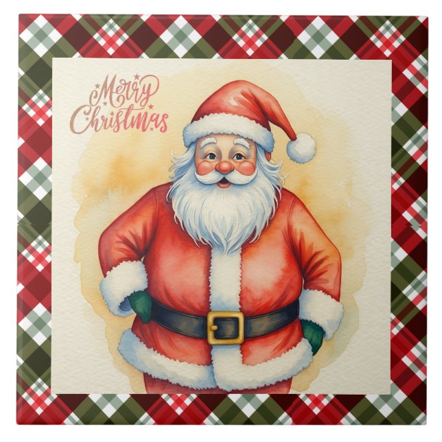 Santa Claus and Christmas Pattern Ceramic Tile (Front)