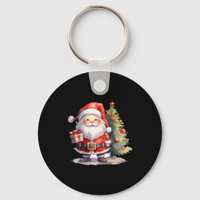 Santa Claus And Christmas Tree  Keychain (Front)