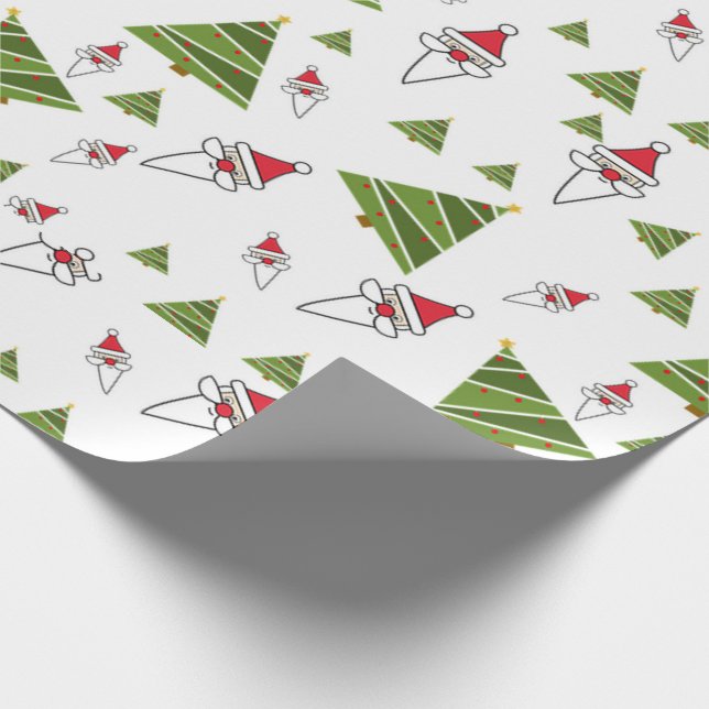 Santa Claus and Christmas Trees Wrapping Paper (Corner)