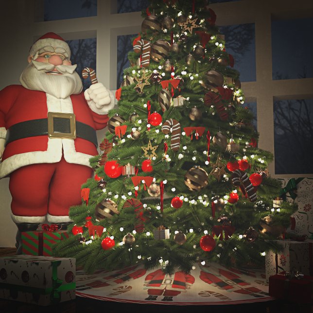 Santa Claus and Cookies Christmas Brushed Polyester Tree Skirt (Creator Uploaded)