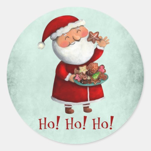 Santa Claus and Cookies Classic Round Sticker