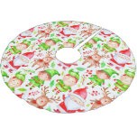 Santa claus and deer pattern brushed polyester tree skirt