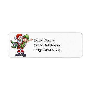 Santa Claus and Elf Label