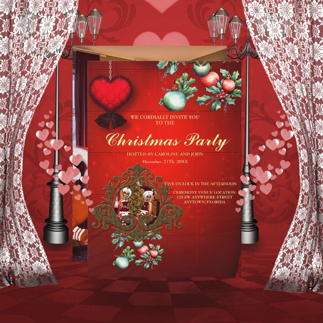 Santa Claus and elves after work. Invitation (Christmas time)