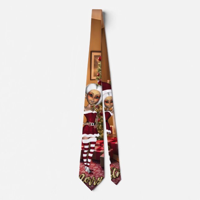 Santa Claus and elves after work. Neck Tie (Front)
