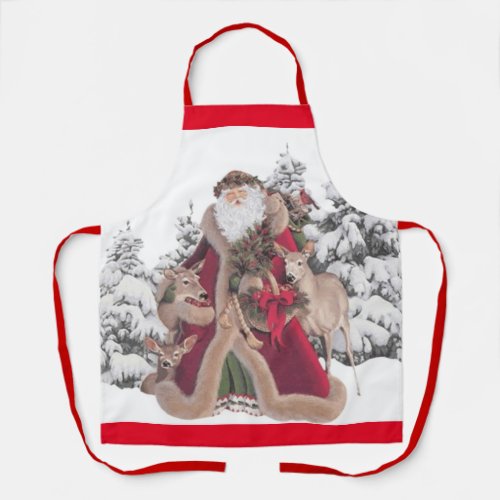 Santa Claus and Fawns Apron