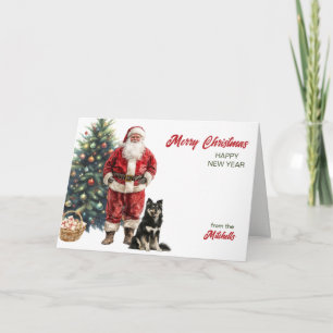 Santa Claus and Finnish Laphund Dog Christmas Holiday Card