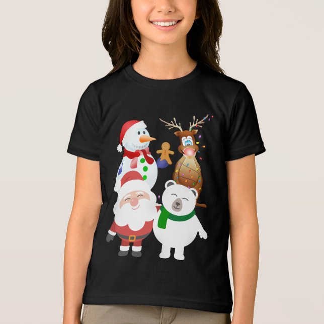 Santa Claus and Friends Christmas Tri-Blend Shirt (Front)