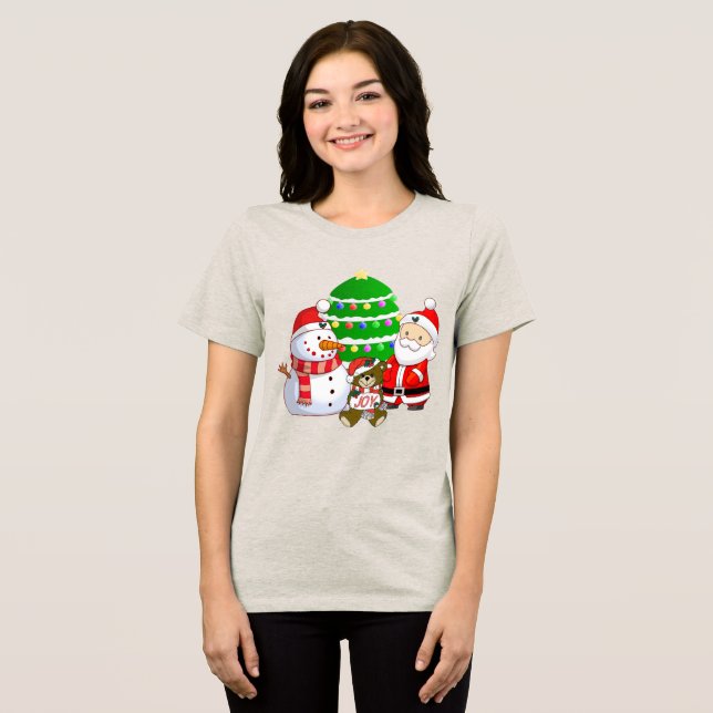 Santa Claus and Friends Christmas Tri-Blend Shirt (Front Full)