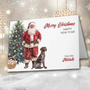 Santa Claus and German Shorthaired Pointer Holiday Card