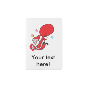Santa Claus and gift bag cartoon Passport Holder