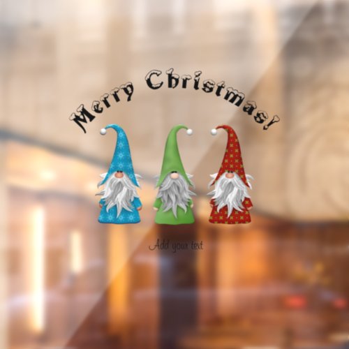 Santa Claus and Gnomes Illustration Window Cling
