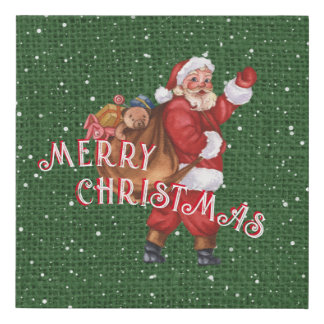 Santa Claus And His Bag Of Toys - Merry Christmas Faux Canvas Print