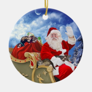 Santa Claus and His Ferrets Christmas Ornament