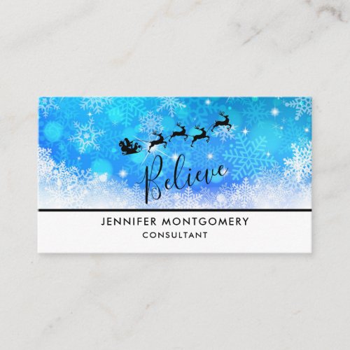 Santa Claus and his Flying Reindeer _ Believe Business Card