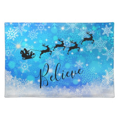 Santa Claus and his Flying Reindeer _ Believe Cloth Placemat