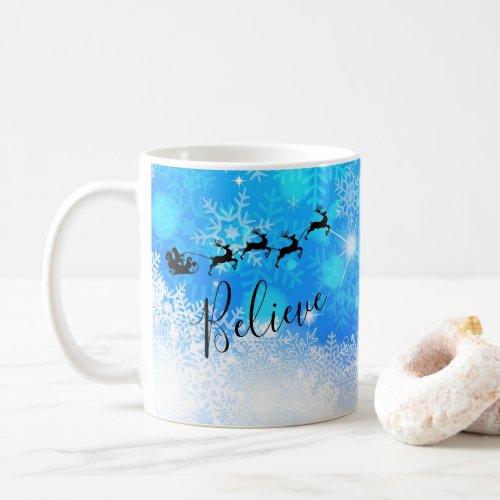Santa Claus and his Flying Reindeer _ Believe Coffee Mug