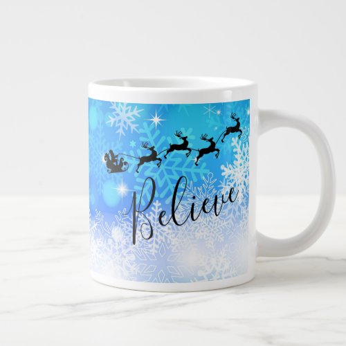 Santa Claus and his Flying Reindeer _ Believe Giant Coffee Mug