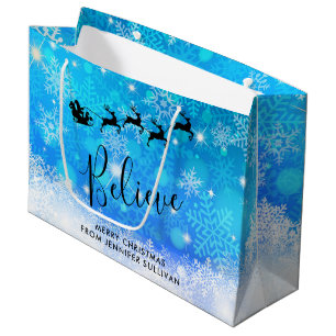 Santa Claus and his Flying Reindeer - Believe Large Gift Bag
