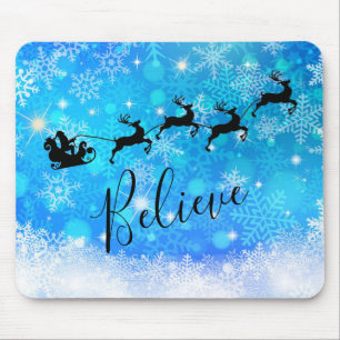 Santa Claus and his Flying Reindeer - Believe Mouse Pad