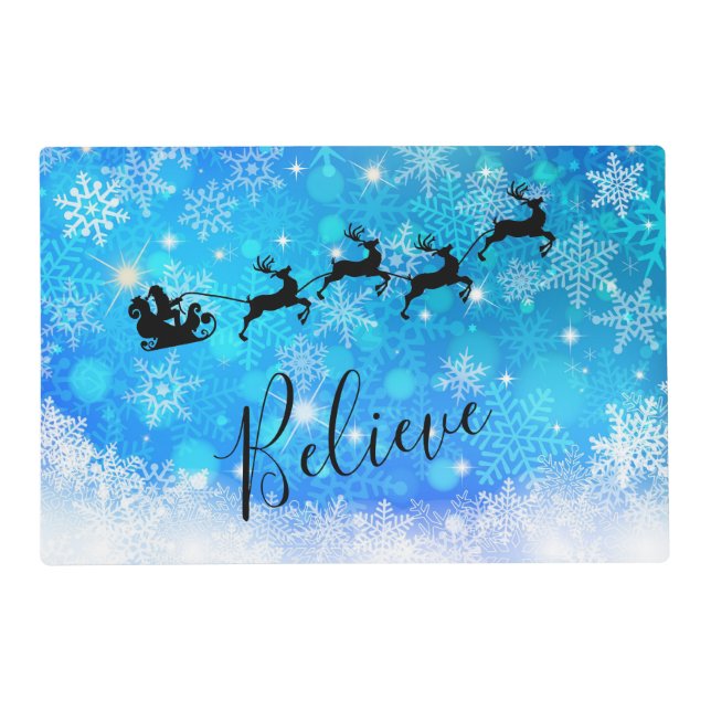 Santa Claus and his Flying Reindeer - Believe Placemat (Front)