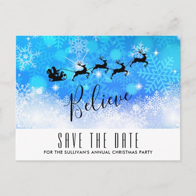 Santa Claus and his Flying Reindeer - Believe Postcard (Front)