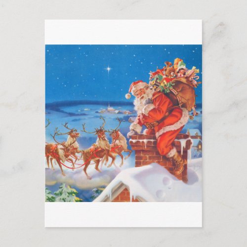 Santa Claus and his Mighty Reindeer Holiday Postcard