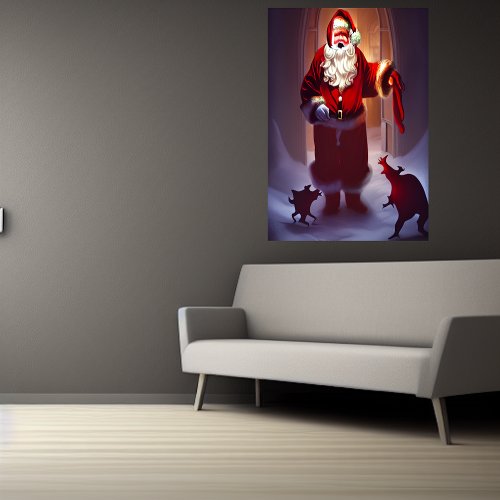 Santa Claus and his minion  AI Art Poster