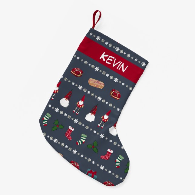 Santa Claus and his presents Small Christmas Stocking (Front (Hanging))