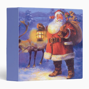 Santa Claus and his reindeer 3 Ring Binder