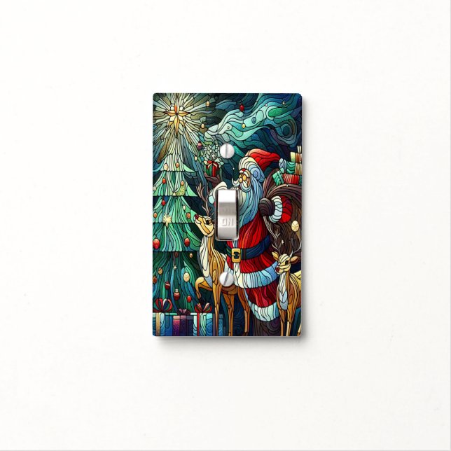 Santa Claus and His Reindeer Bearing Gifts Light Switch Cover (In Situ)