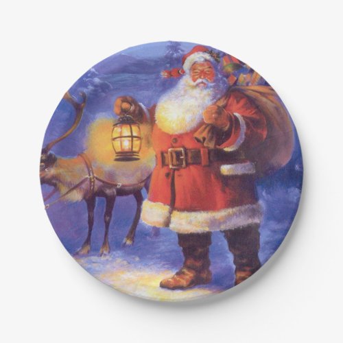 Santa Claus and his reindeer Paper Plates