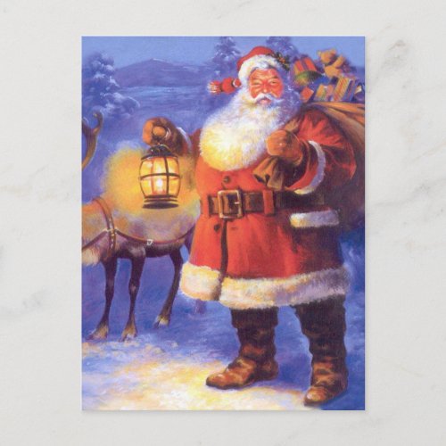 Santa Claus and his reindeer Postcard