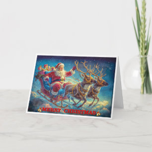 Santa Claus and his Reindeers Card