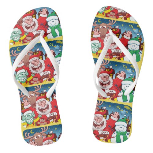 Santa Claus and his team are ready for Christmas Flip Flops