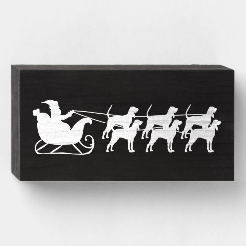 Santa Claus and His Team of Coonhounds Sleigh Wooden Box Sign