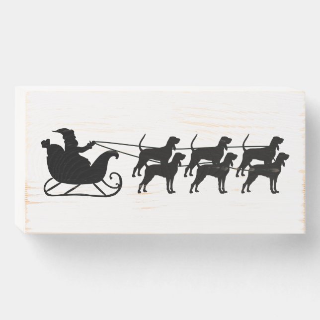 Santa Claus and His Team of Coonhounds Wooden Box Sign (Front Horizontal)