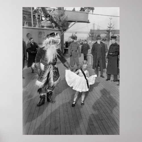 Santa Claus and Little Girl on Deck 1925 Poster