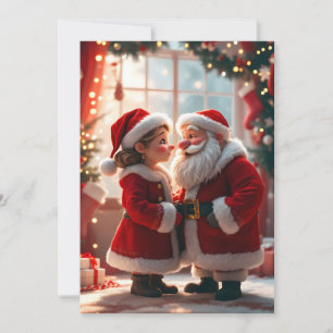 Santa Claus and Mrs. Claus celebrate X-Mas, fun Holiday Card
