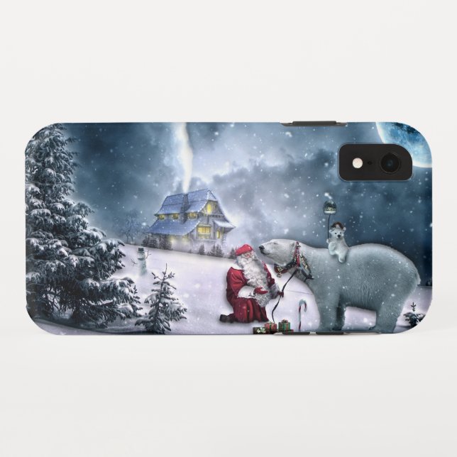 Santa Claus and Polar Bear Case-Mate iPhone Case (Back (Horizontal))