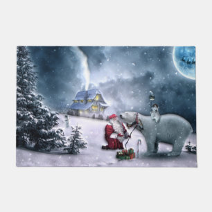 Santa Claus and Polar Bear Doormat