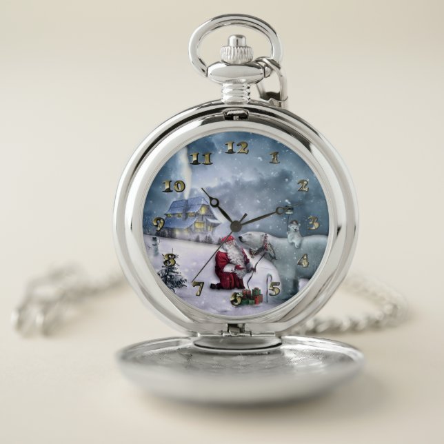 Santa Claus and Polar Bear Pocket Watch (Inside)