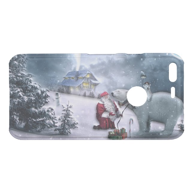 Santa Claus and Polar Bear Uncommon Google Pixel Case (Back (Horizontal))