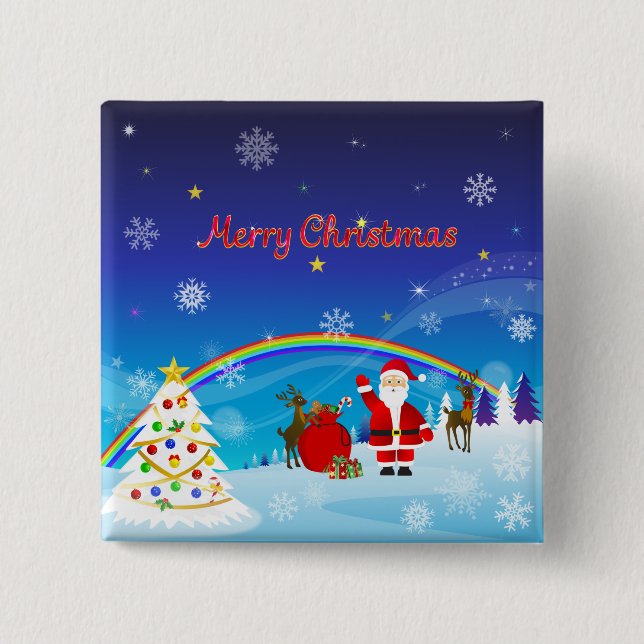Santa Claus and Reindeer Button (Front)