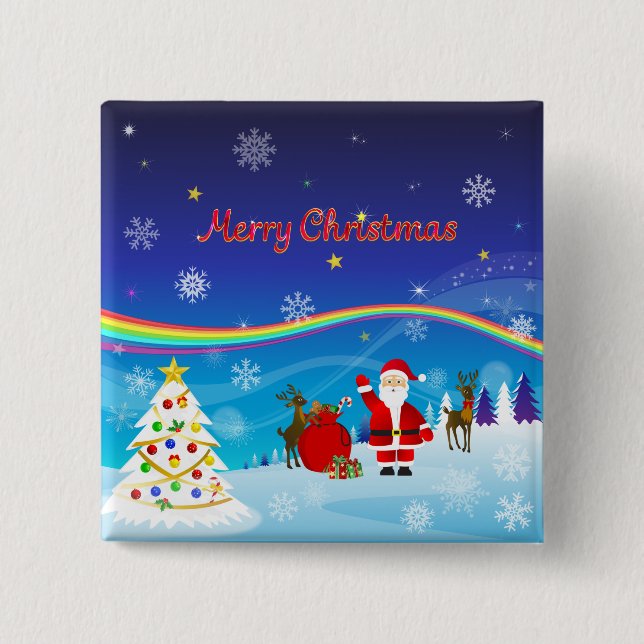 Santa Claus and Reindeer Button (Front)