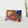 Santa Claus and Reindeer Christmas Holiday Card