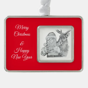 Santa Claus and Reindeer Christmas Ornament