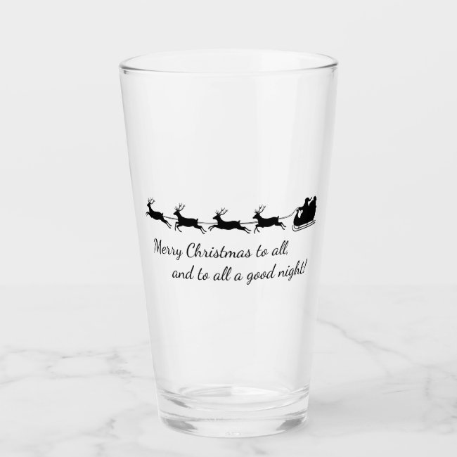 Santa Claus and Reindeer Design Drinking Glass
