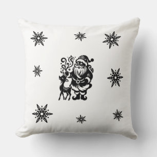 Santa Claus and Reindeer for Cozy Winter vibes Throw Pillow